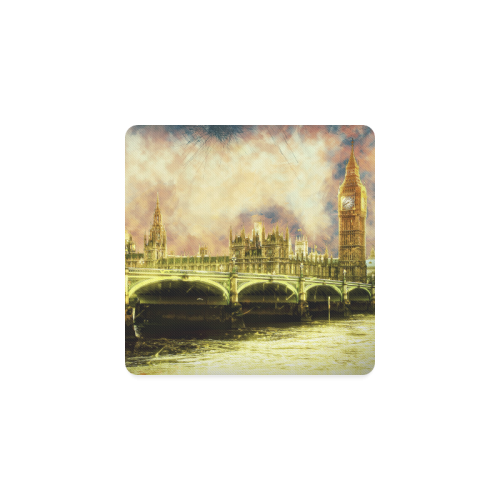 Abstract Golden Westminster Bridge in London Square Coaster