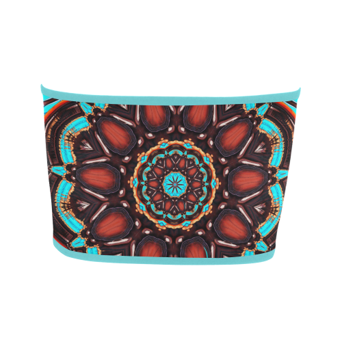 K172 Wood and Turquoise Abstract Bandeau Top