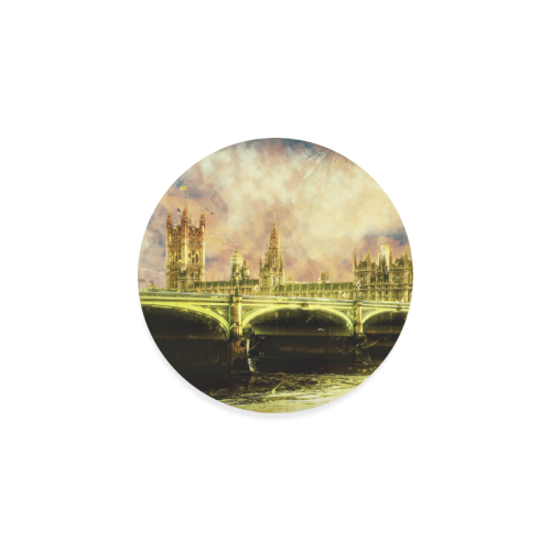 Abstract Golden Westminster Bridge in London Round Coaster
