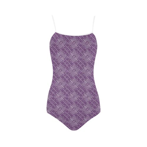 Lilac Jacuard Strap Swimsuit ( Model S05)