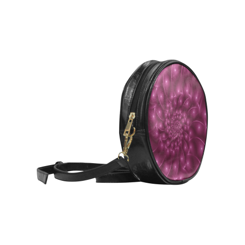 Glossy Berry Purple Fractal Spiral Round Sling Bag (Model 1647)