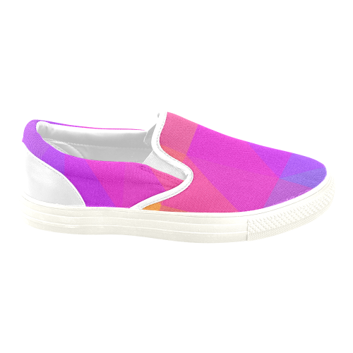 Triangle Rainbow Abstract Women's Unusual Slip-on Canvas Shoes (Model 019)