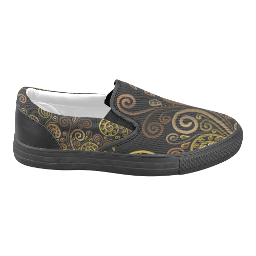 Orange spirals Women's Unusual Slip-on Canvas Shoes (Model 019)