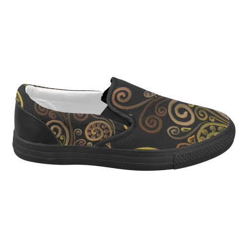 Orange spirals Women's Slip-on Canvas Shoes (Model 019)