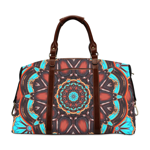 K172 Wood and Turquoise Abstract Classic Travel Bag (Model 1643)