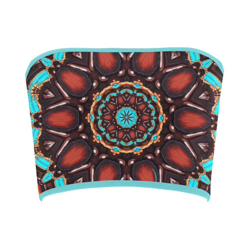 K172 Wood and Turquoise Abstract Bandeau Top