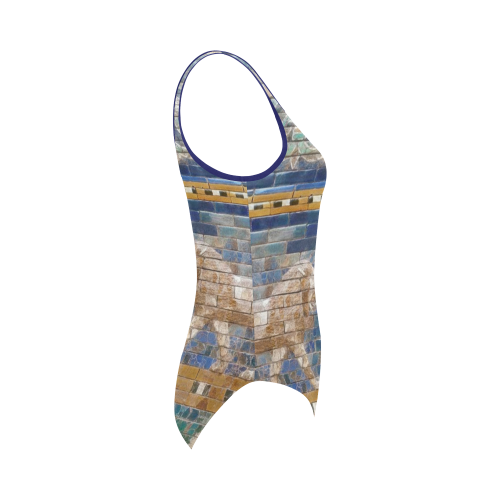 Two Lions And Daisis Mosaic Vest One Piece Swimsuit (Model S04)