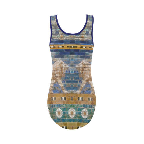 Two Lions And Daisis Mosaic Vest One Piece Swimsuit (Model S04)