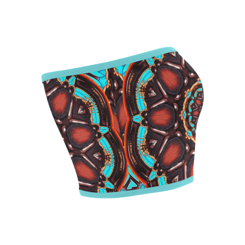 K172 Wood and Turquoise Abstract Bandeau Top