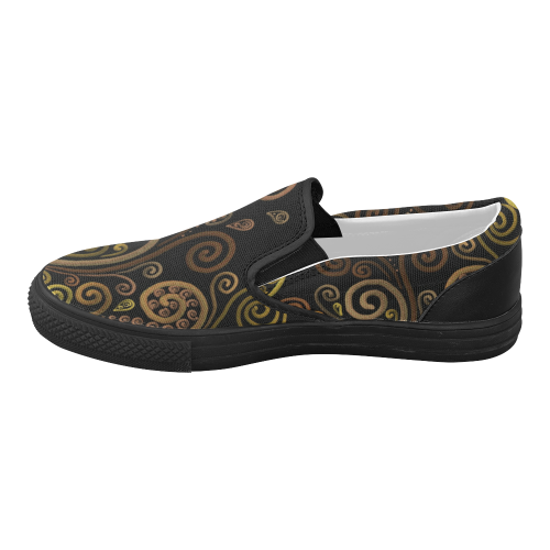 Orange spirals Women's Slip-on Canvas Shoes (Model 019)