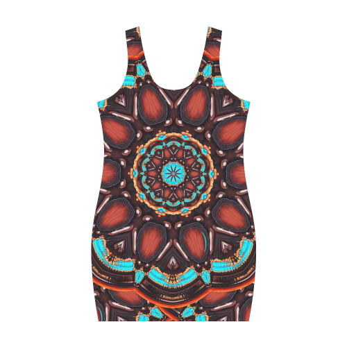 K172 Wood and Turquoise Abstract Medea Vest Dress (Model D06)