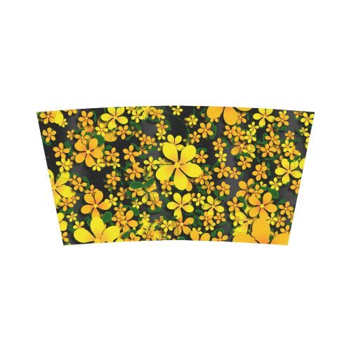 Pretty Orange & Yellow Flowers on Black Bandeau Top