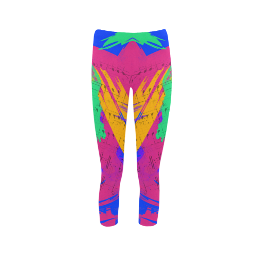 Groovy Paint Brush Strokes with Music Notes Capri Legging (Model L02)