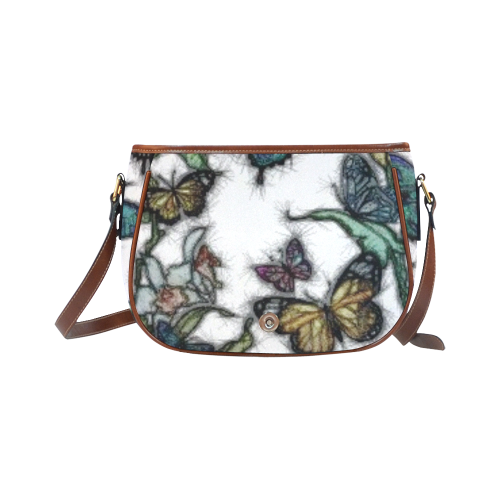 Butterflies and Flowers Saddle Bag/Large (Model 1649)