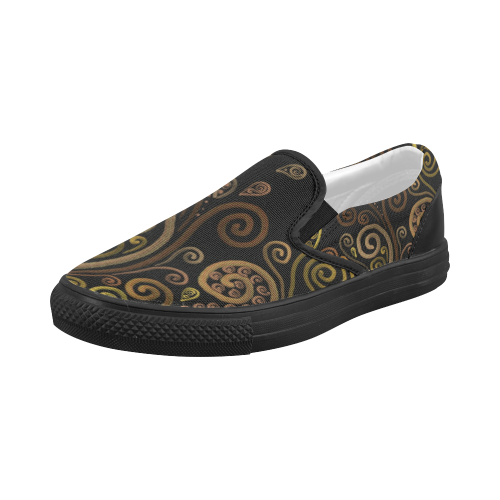 Orange spirals Women's Slip-on Canvas Shoes (Model 019)