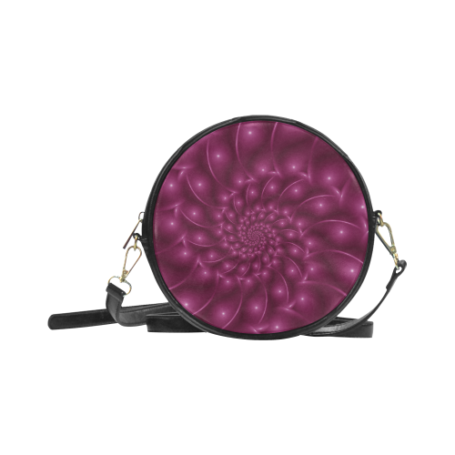 Glossy Berry Purple Fractal Spiral Round Sling Bag (Model 1647)