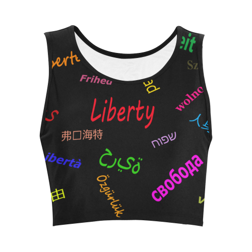 Freedom in several languages Women's Crop Top (Model T42)