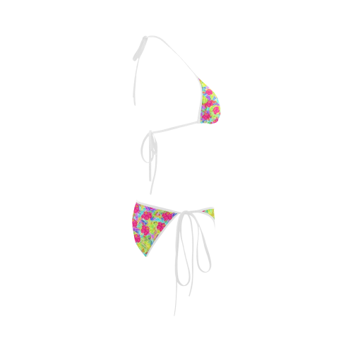 Pretty Pink Hawaiian Flowers Pattern Custom Bikini Swimsuit