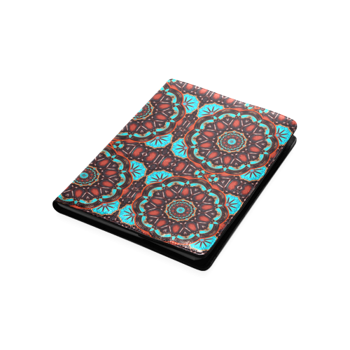 K172 Wood and Turquoise Abstract Pattern Custom NoteBook B5