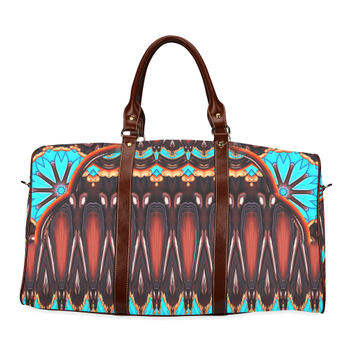 K172 Wood and Turquoise Abstract Waterproof Travel Bag/Small (Model 1639)