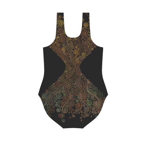 Psychedelic, Sand Clock Vest One Piece Swimsuit (Model S04)
