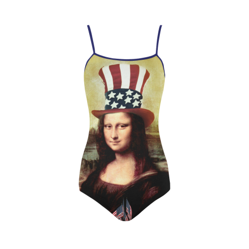 Patriotic Mona Lisa - 4th of July Strap Swimsuit ( Model S05)