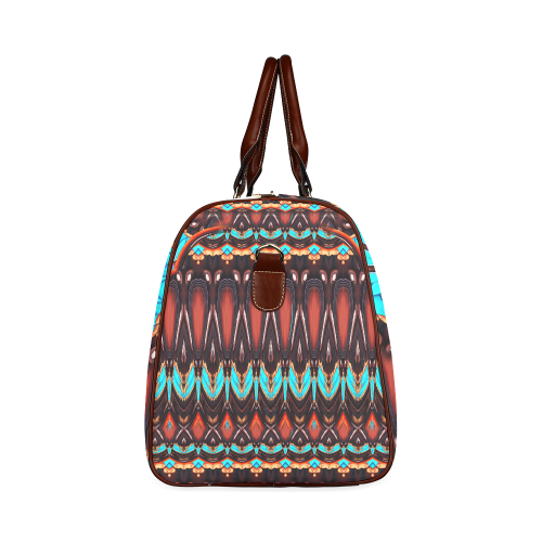 K172 Wood and Turquoise Abstract Waterproof Travel Bag/Small (Model 1639)