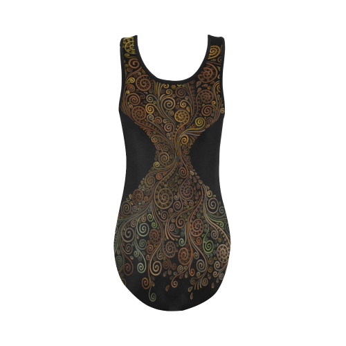 Psychedelic, Sand Clock Vest One Piece Swimsuit (Model S04)