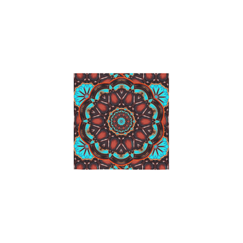 K172 Wood and Turquoise Abstract Square Towel 13“x13”