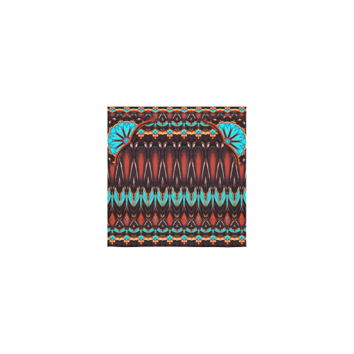 K172 Wood and Turquoise Abstract Square Towel 13“x13”