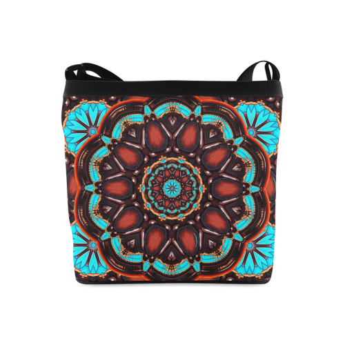 K172 Wood and Turquoise Abstract Crossbody Bags (Model 1613)