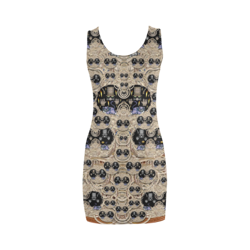 big cats and kittens in the night Medea Vest Dress (Model D06)