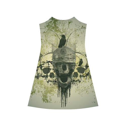 Awesome skull with crow Alcestis Slip Dress (Model D05)