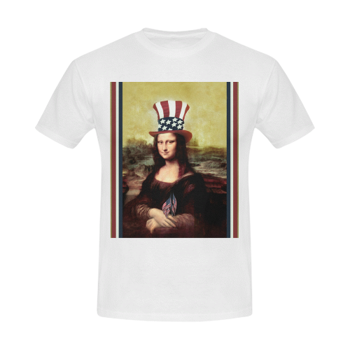 Patriotic Mona Lisa - 4th of July Men's Slim Fit T-shirt (Model T13)