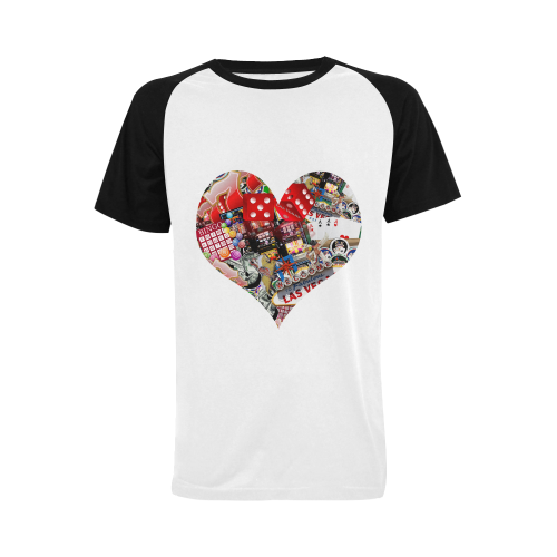 Heart Playing Card Shape - Las Vegas Icons Men's Raglan T-shirt Big Size (USA Size) (Model T11)