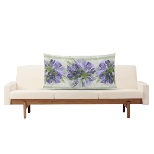 Purple Flowers, green Rectangle Pillow Case 20"x36"(Twin Sides)