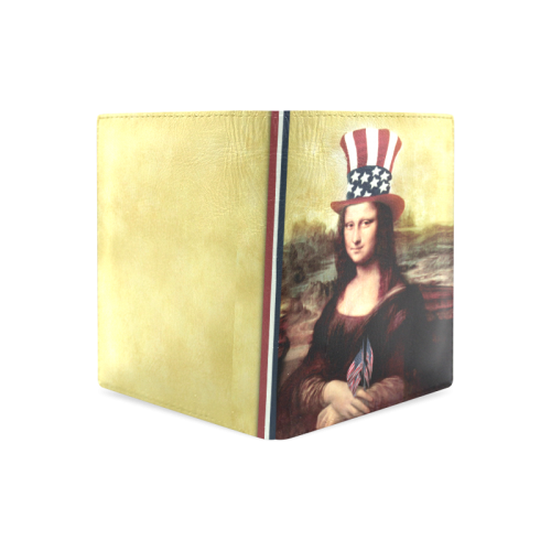Patriotic Mona Lisa - 4th of July Men's Leather Wallet (Model 1612)