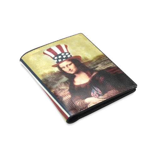 Patriotic Mona Lisa - 4th of July Men's Leather Wallet (Model 1612)