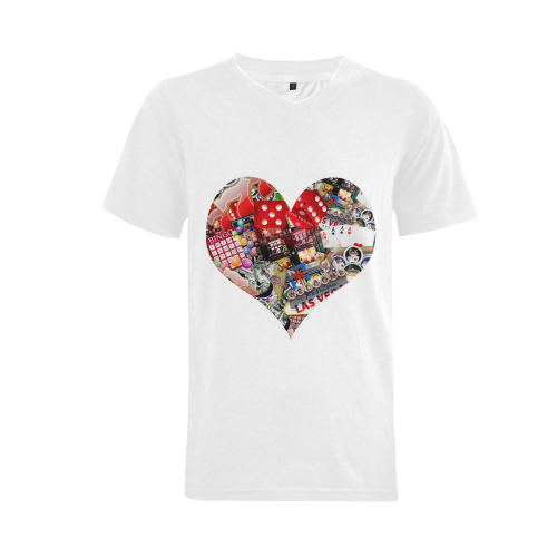 Heart Playing Card Shape - Las Vegas Icons Men's V-Neck T-shirt (USA Size) (Model T10)