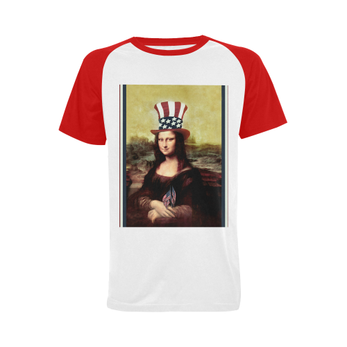 Patriotic Mona Lisa - 4th of July Men's Raglan T-shirt (USA Size) (Model T11)