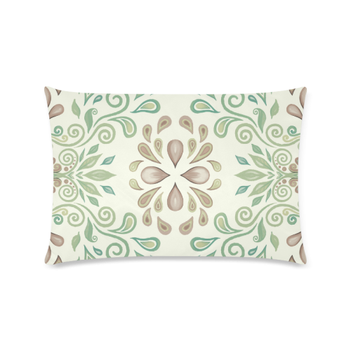Green watercolor ornament Custom Zippered Pillow Case 16"x24"(Twin Sides)
