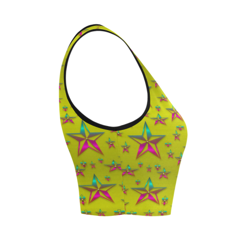 Flower Power Stars Women's Crop Top (Model T42)