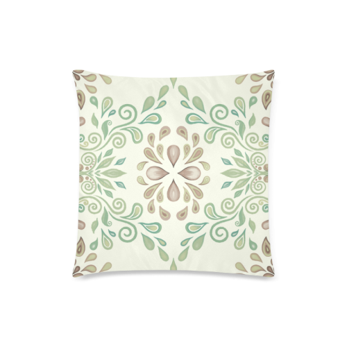 Green watercolor ornament Custom Zippered Pillow Case 18"x18" (one side)