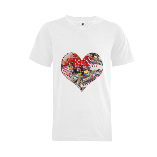 Heart Playing Card Shape - Las Vegas Icons Men's V-Neck T-shirt  Big Size(USA Size) (Model T10)