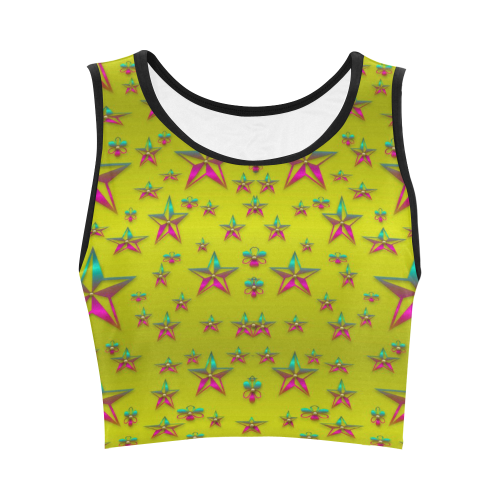 Flower Power Stars Women's Crop Top (Model T42)