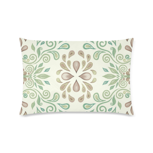 Green watercolor ornament Custom Rectangle Pillow Case 16"x24" (one side)