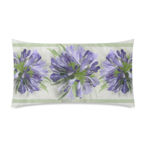 Purple Flowers, green Rectangle Pillow Case 20"x36"(Twin Sides)