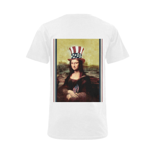 Patriotic Mona Lisa - 4th of July Men's V-Neck T-shirt  Big Size(USA Size) (Model T10)