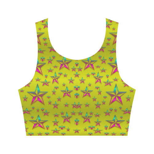 Flower Power Stars Women's Crop Top (Model T42)