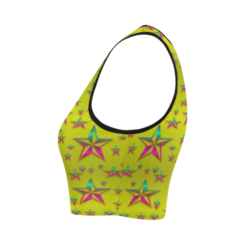 Flower Power Stars Women's Crop Top (Model T42)